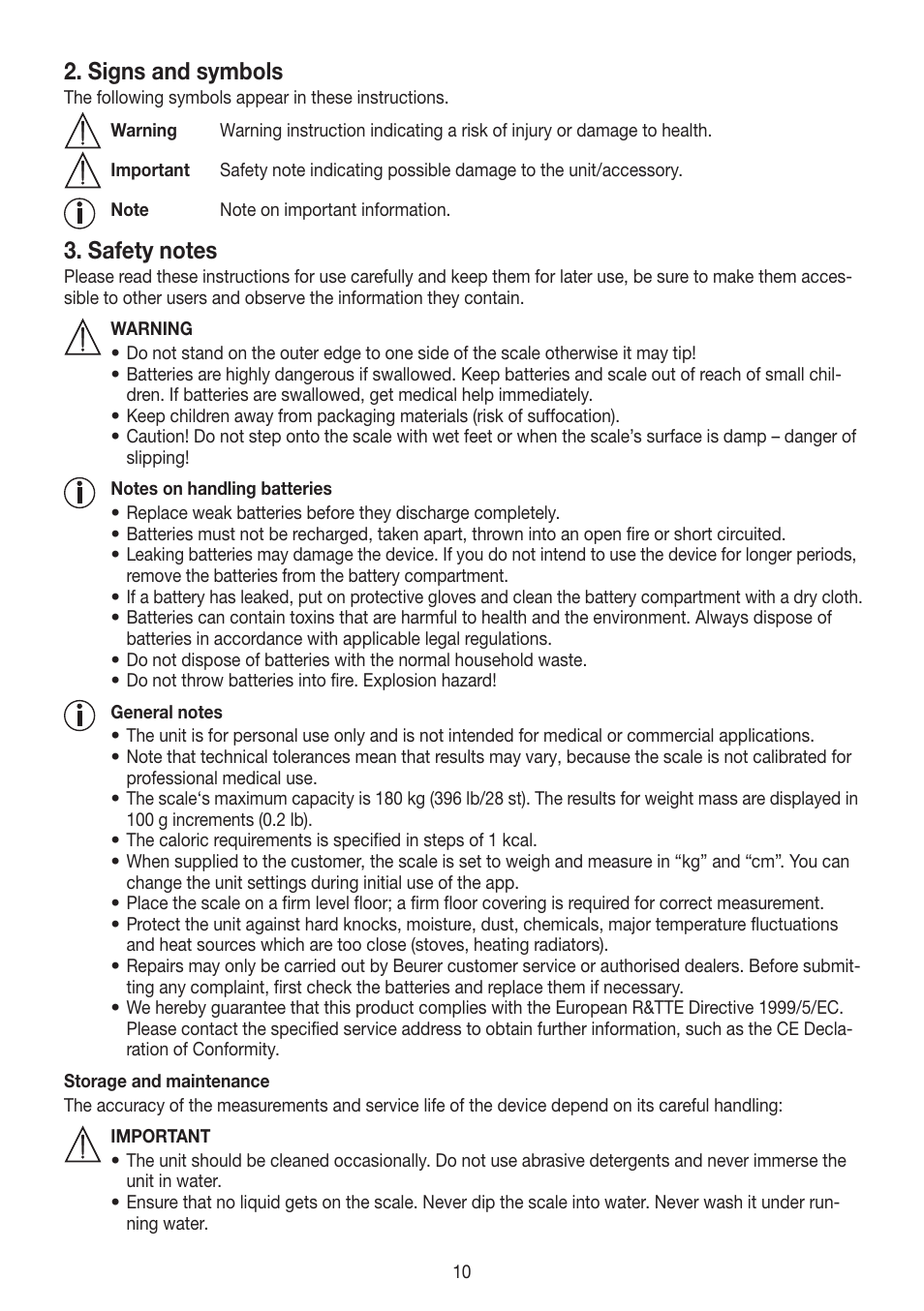 Signs and symbols | Beurer GS 485 User Manual | Page 10 / 60