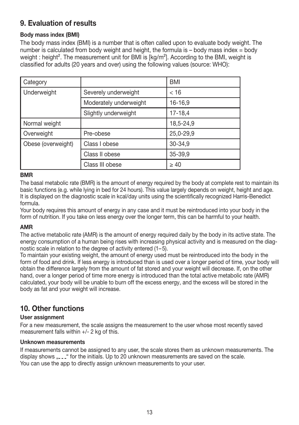 Evaluation of results, Other functions | Beurer GS 485 User Manual | Page 13 / 60