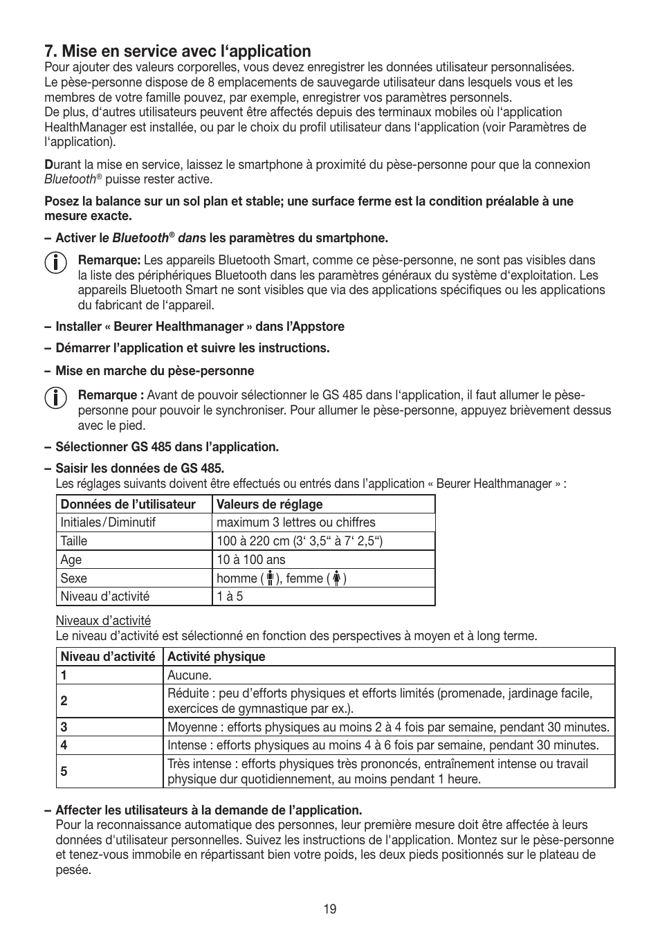 Mise en service avec l‘application | Beurer GS 485 User Manual | Page 19 / 60