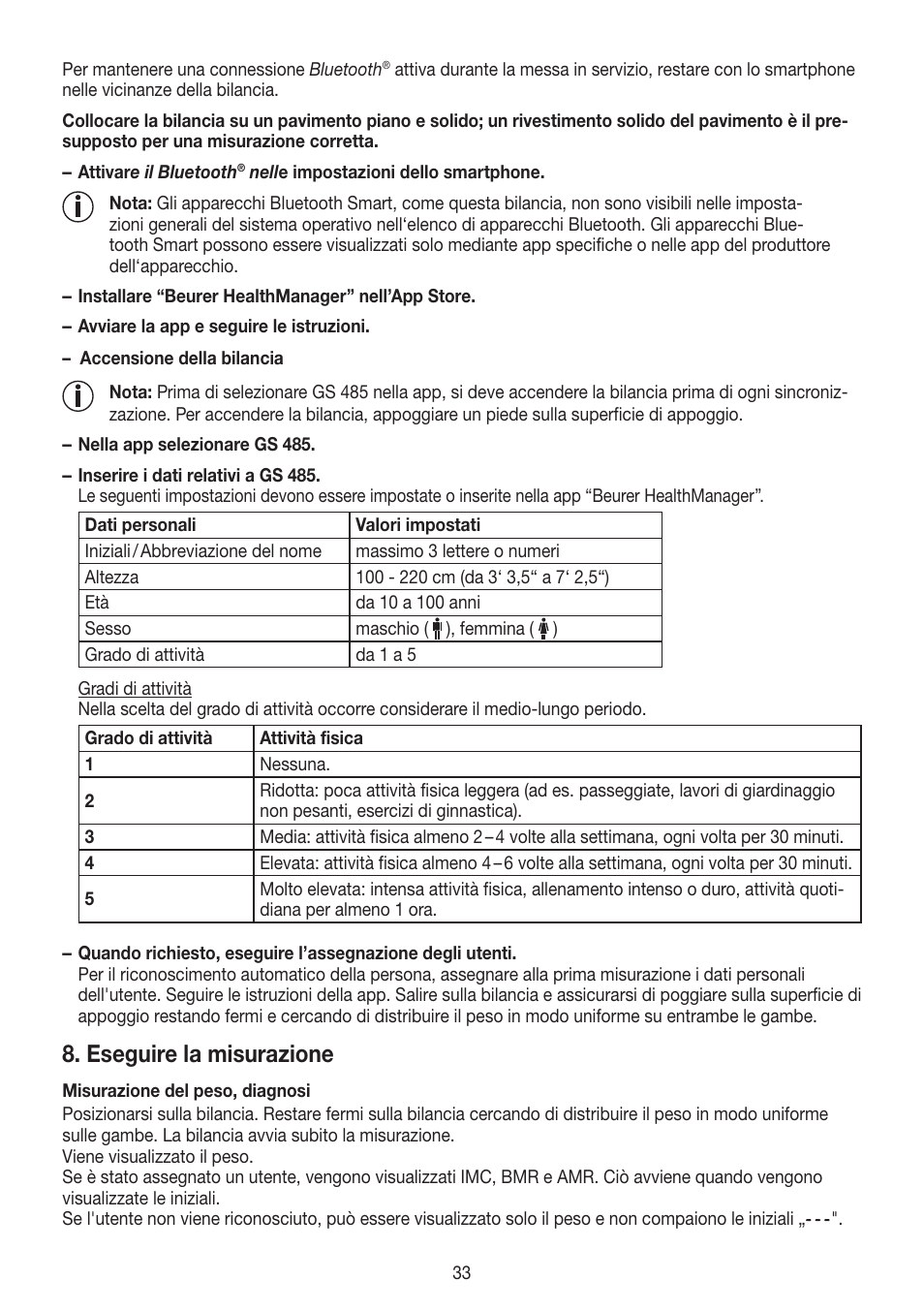 Eseguire la misurazione | Beurer GS 485 User Manual | Page 33 / 60