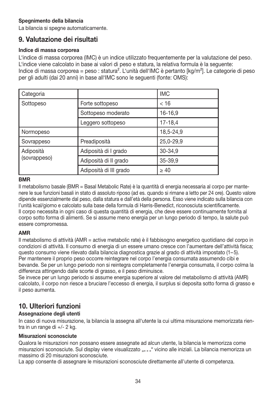 Valutazione dei risultati, Ulteriori funzioni | Beurer GS 485 User Manual | Page 34 / 60