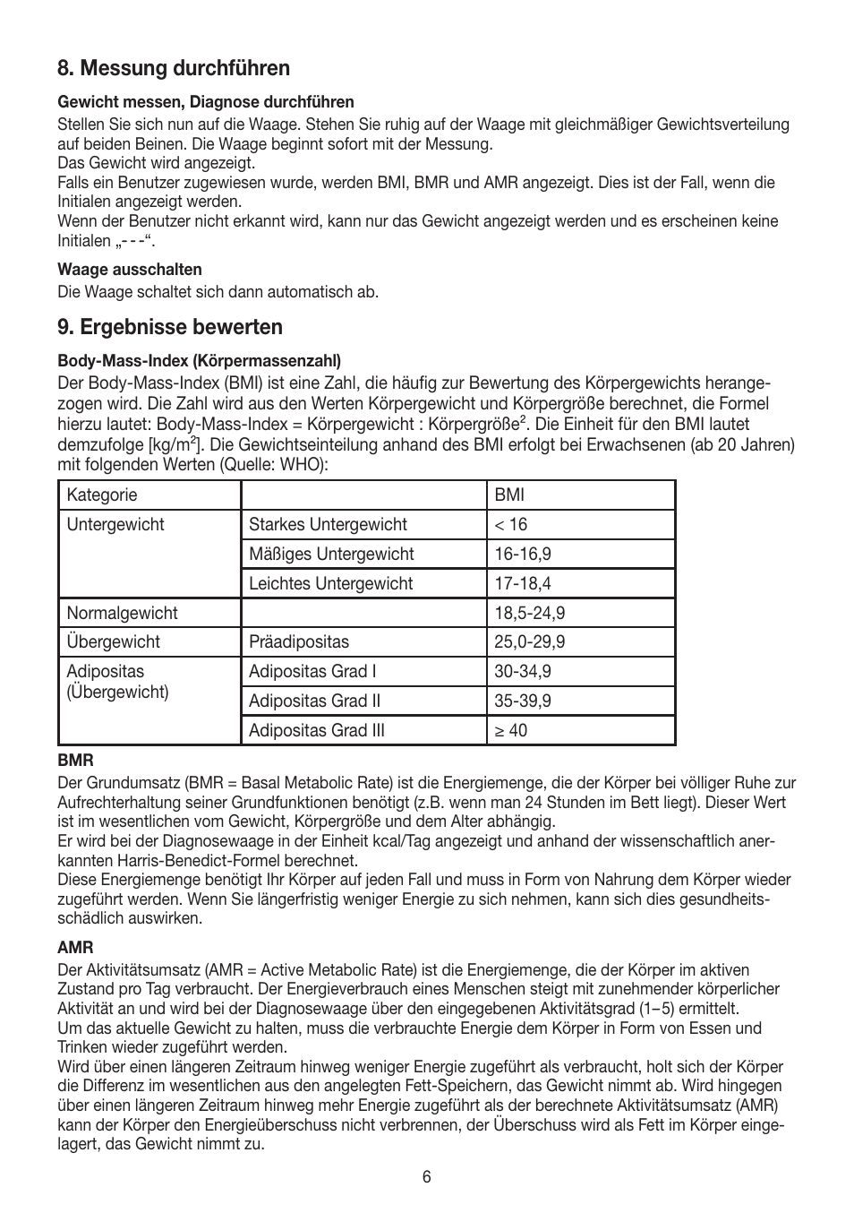 Messung durchführen, Ergebnisse bewerten | Beurer GS 485 User Manual | Page 6 / 60