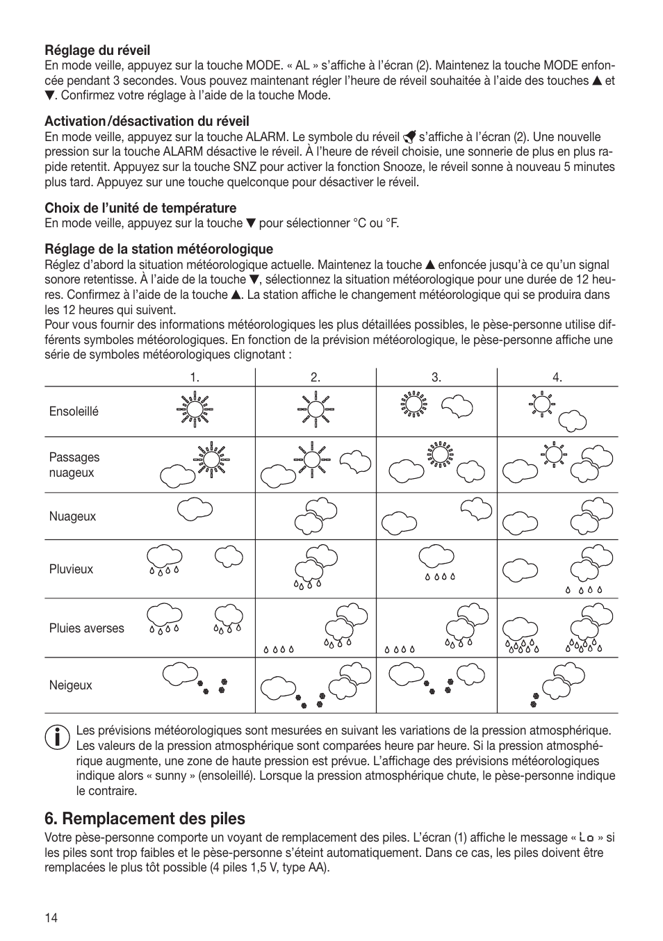 Remplacement des piles | Beurer GS 80 User Manual | Page 14 / 44