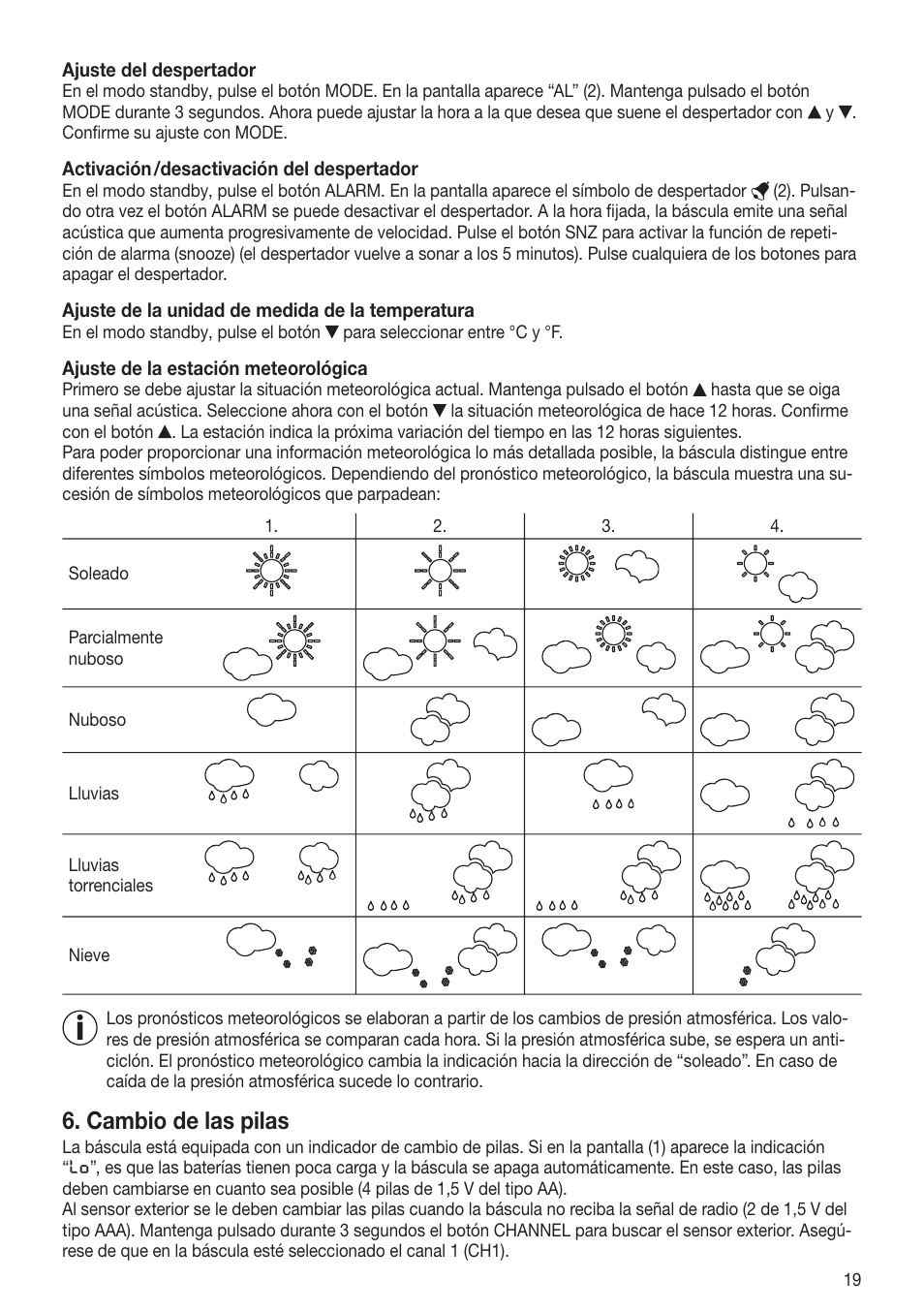 Cambio de las pilas | Beurer GS 80 User Manual | Page 19 / 44