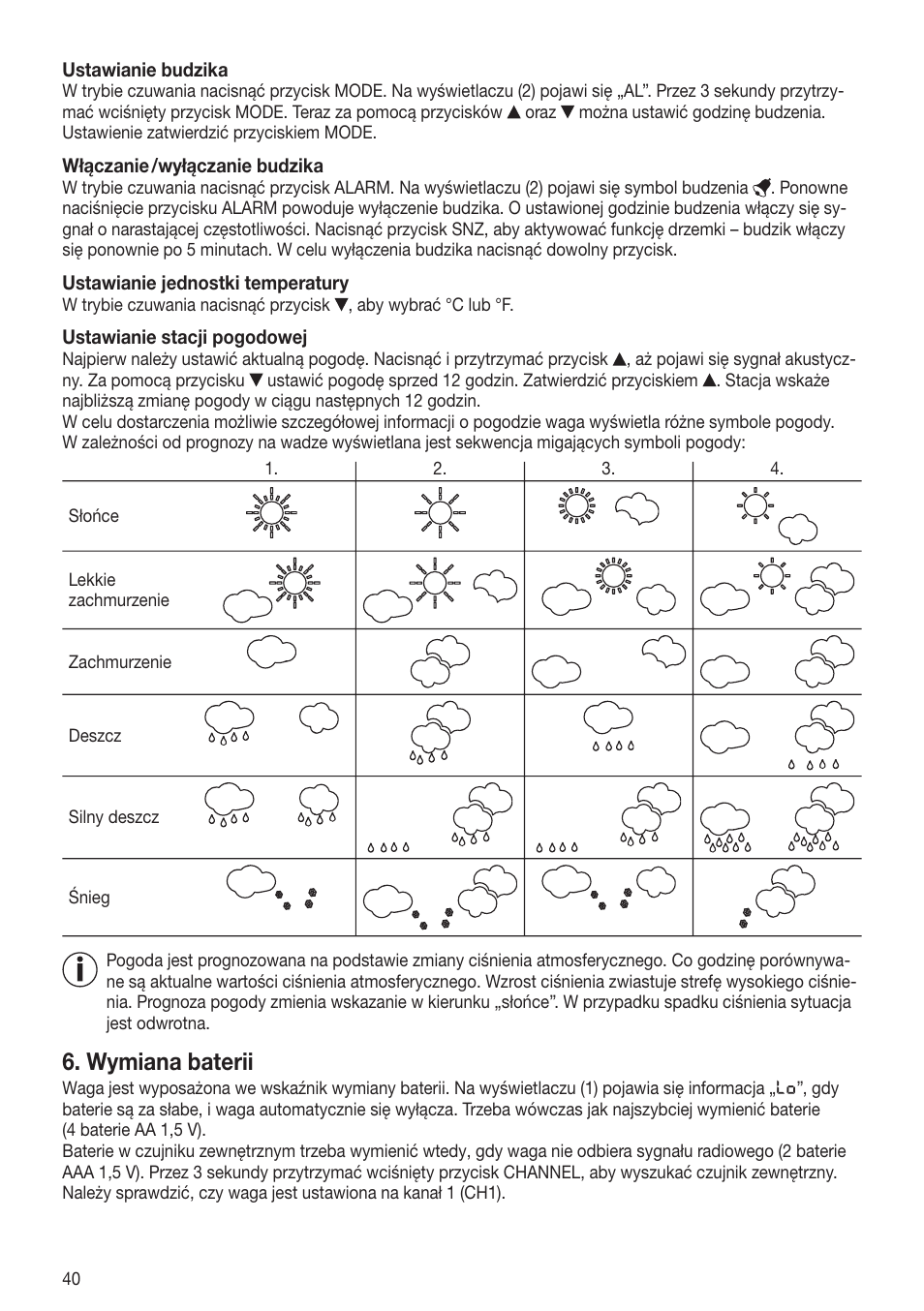 Wymiana baterii | Beurer GS 80 User Manual | Page 40 / 44