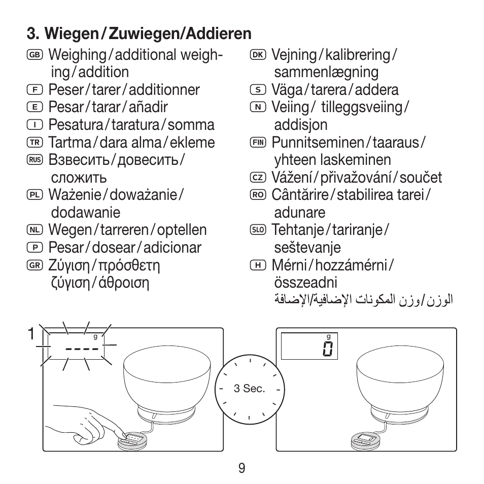 Wiegen / zuwiegen/addieren | Beurer KS 21 User Manual | Page 9 / 34