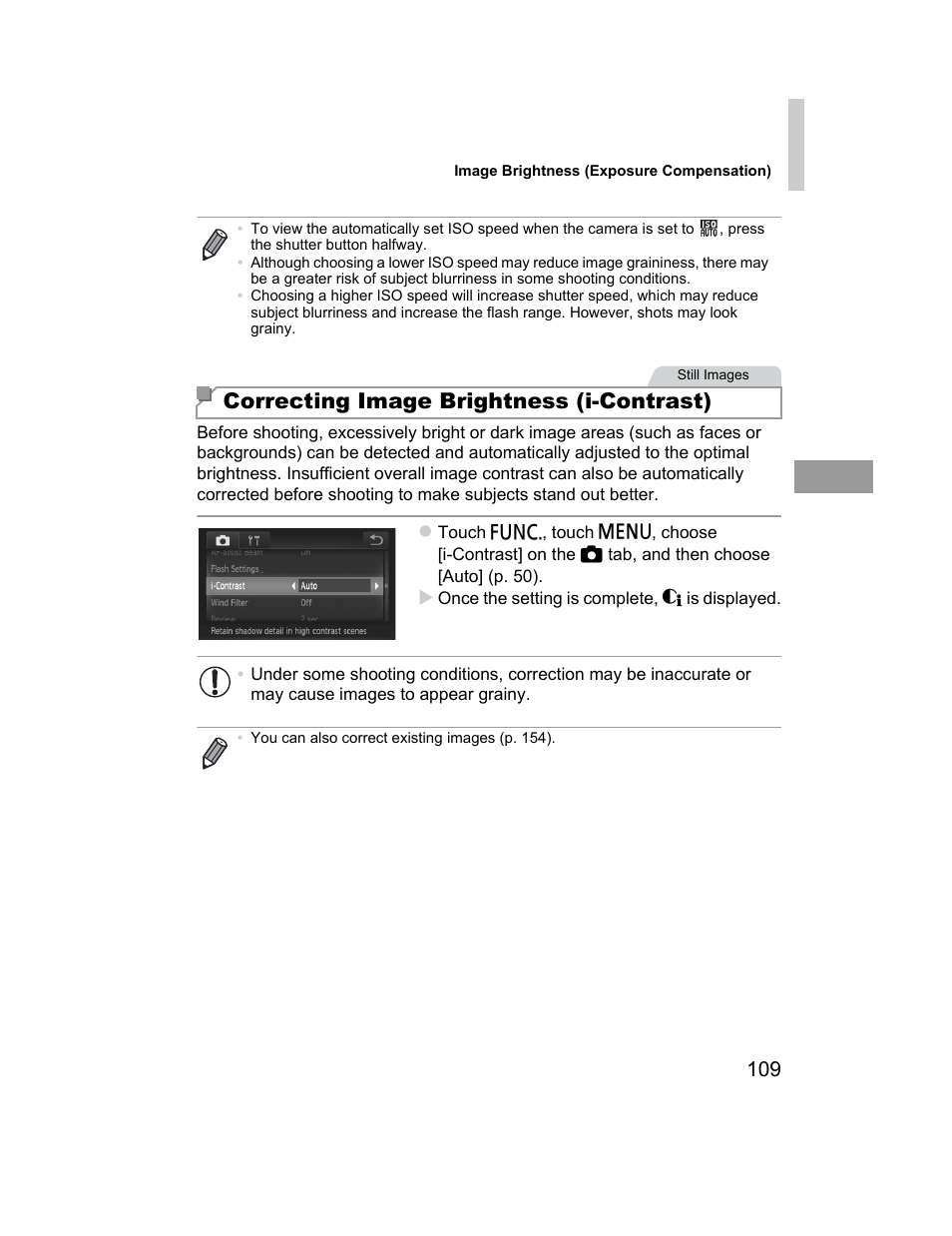 Correcting image brightness (i-contrast) | Canon 510 HS User Manual | Page 109 / 220