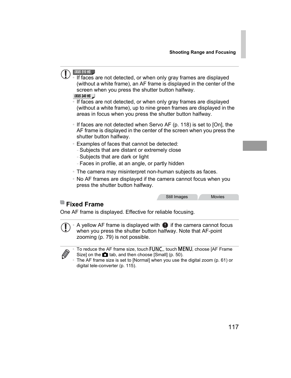 Fixed frame | Canon 510 HS User Manual | Page 117 / 220