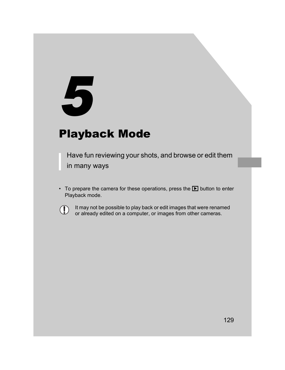 5 playback mode, Playback mode | Canon 510 HS User Manual | Page 129 / 220