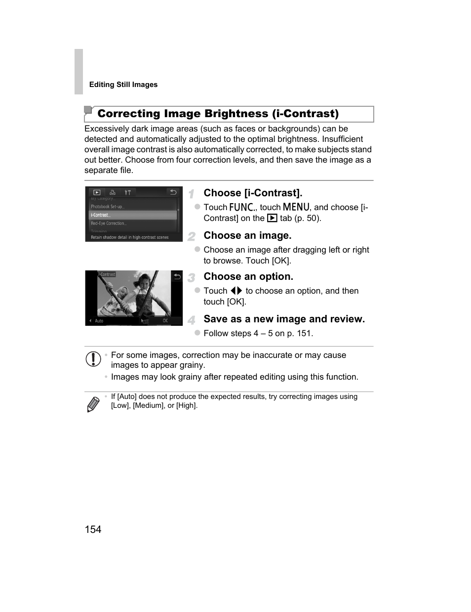 Correcting image brightness (i-contrast) | Canon 510 HS User Manual | Page 154 / 220