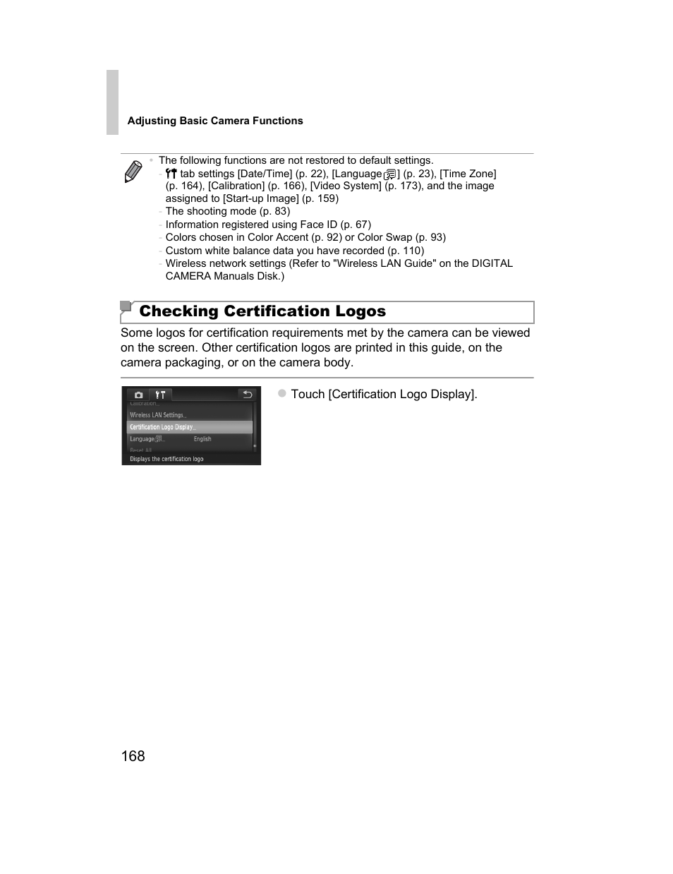 Checking certification logos | Canon 510 HS User Manual | Page 168 / 220