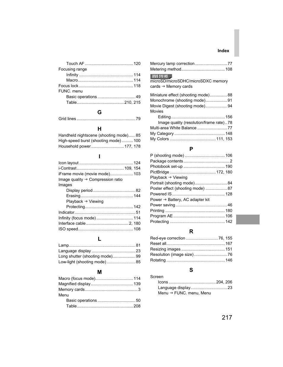 Canon 510 HS User Manual | Page 217 / 220