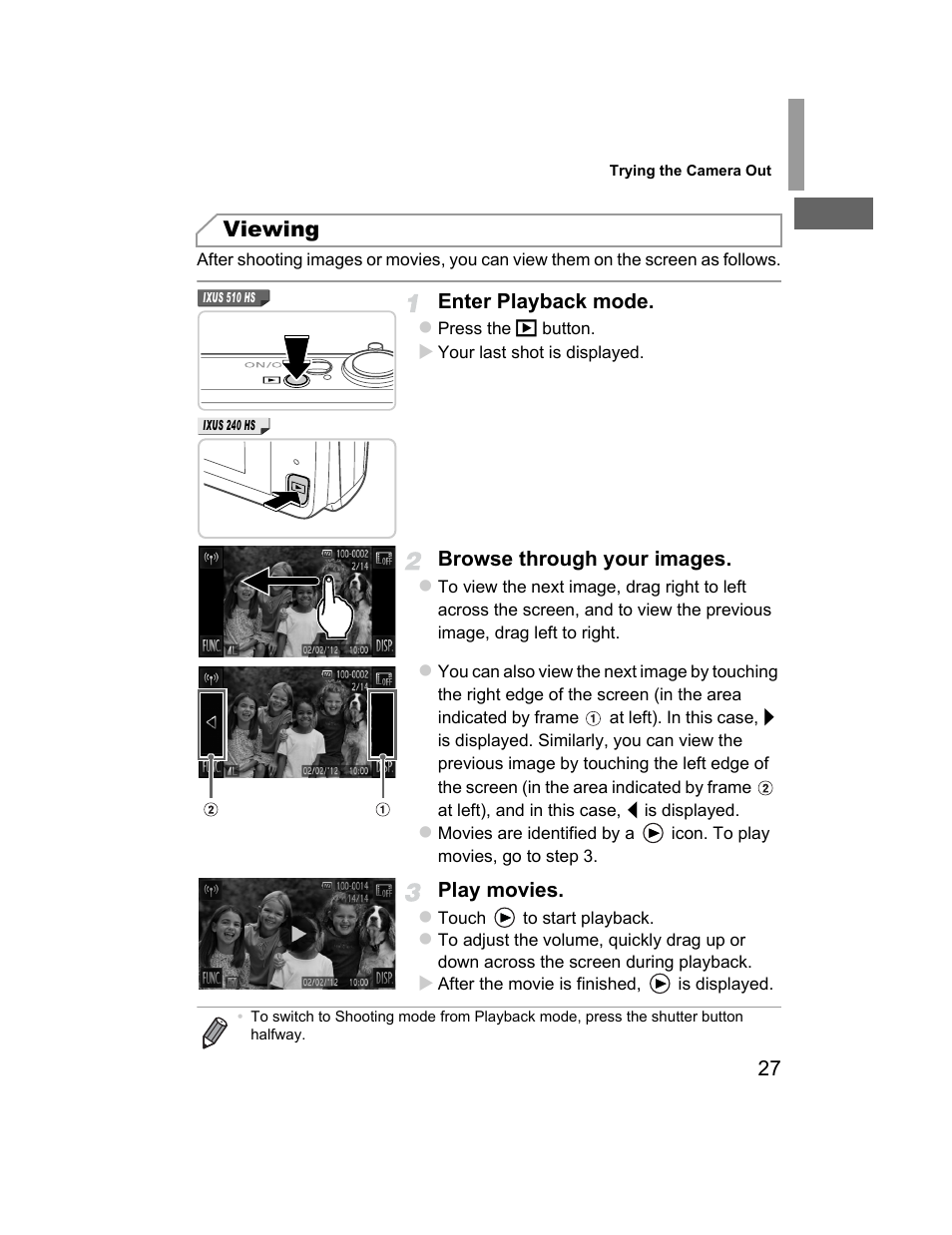 Viewing | Canon 510 HS User Manual | Page 27 / 220