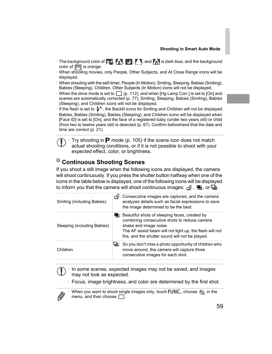 Continuous shooting scenes | Canon 510 HS User Manual | Page 59 / 220