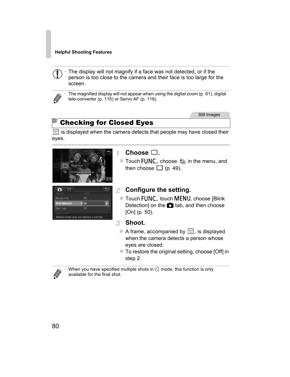 Checking for closed eyes | Canon 510 HS User Manual | Page 80 / 220