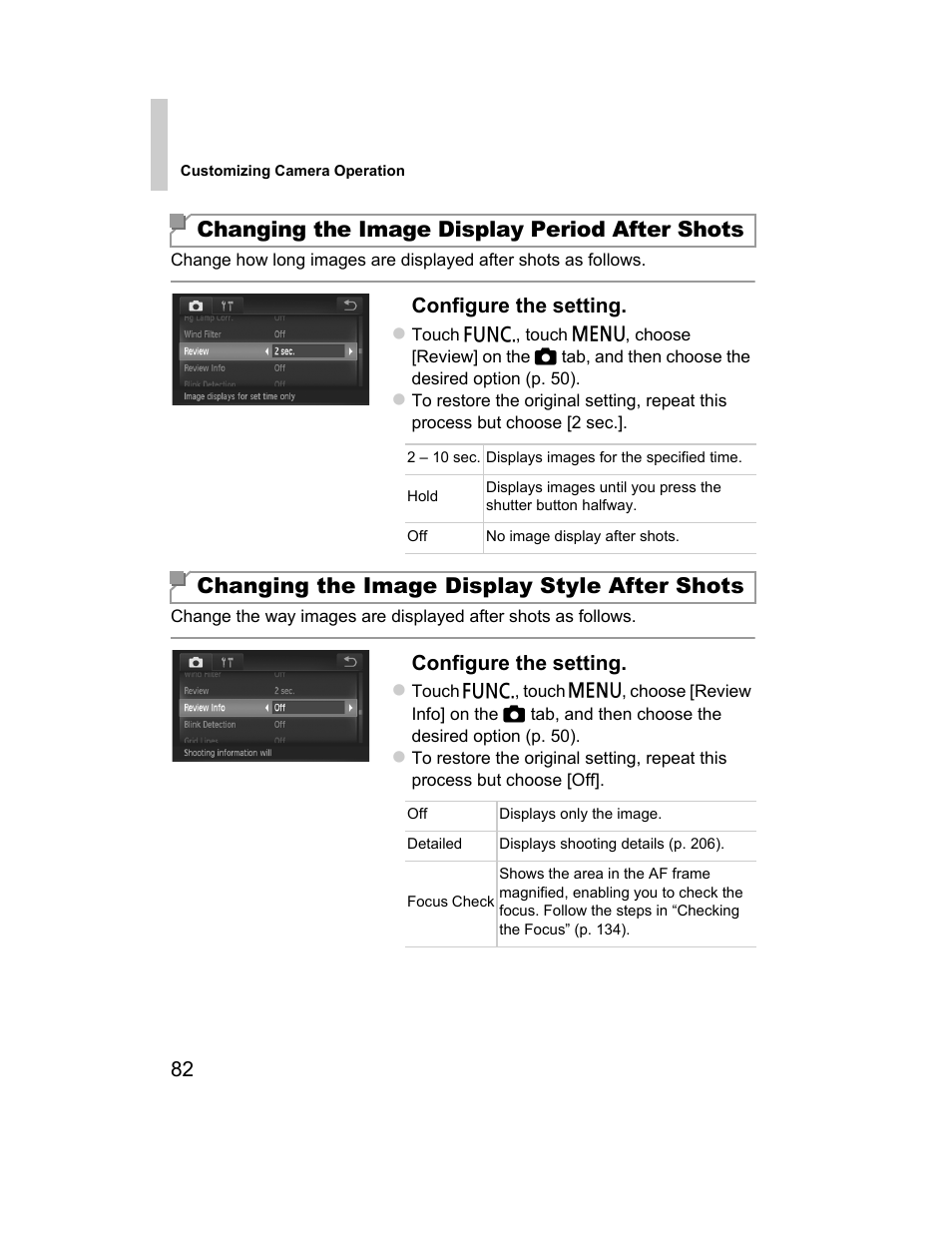 Changing the image display period after shots, Changing the image display style after shots | Canon 510 HS User Manual | Page 82 / 220