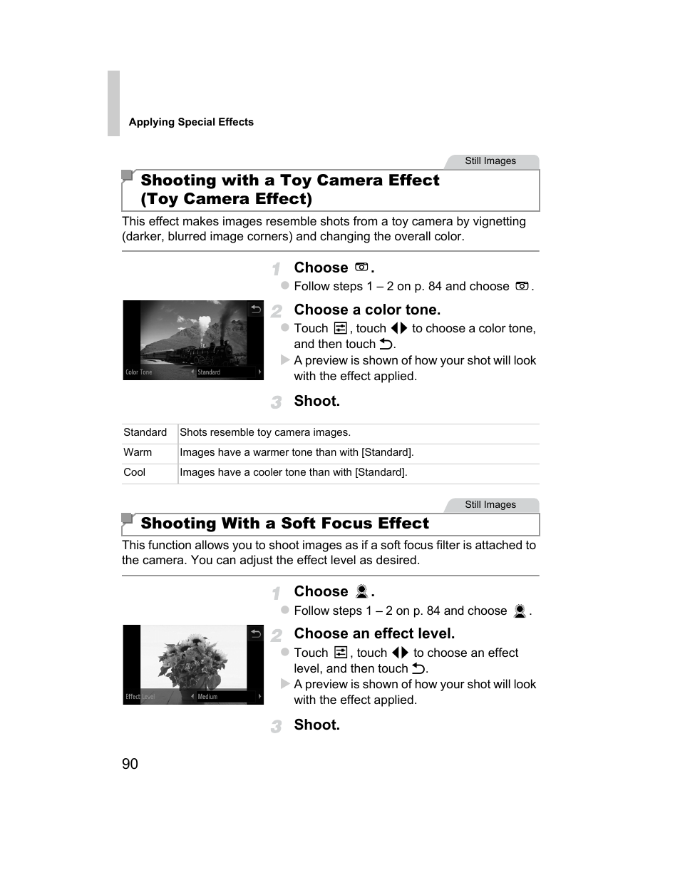 P. 90), Cus (p. 90), Shooting with a soft focus effect | Canon 510 HS User Manual | Page 90 / 220