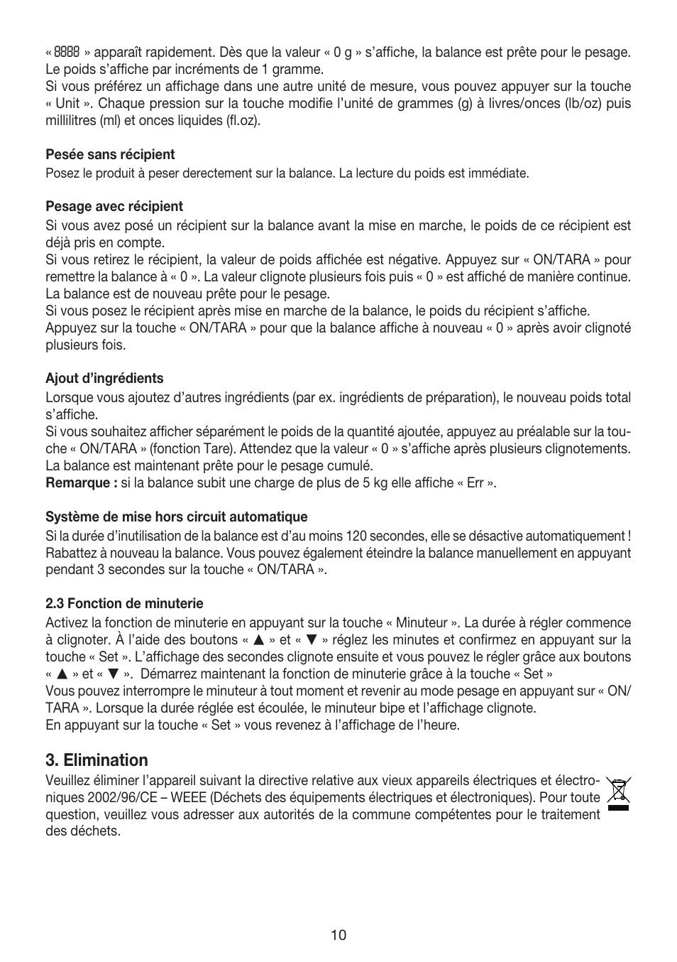 Elimination | Beurer KS 52 User Manual | Page 10 / 36