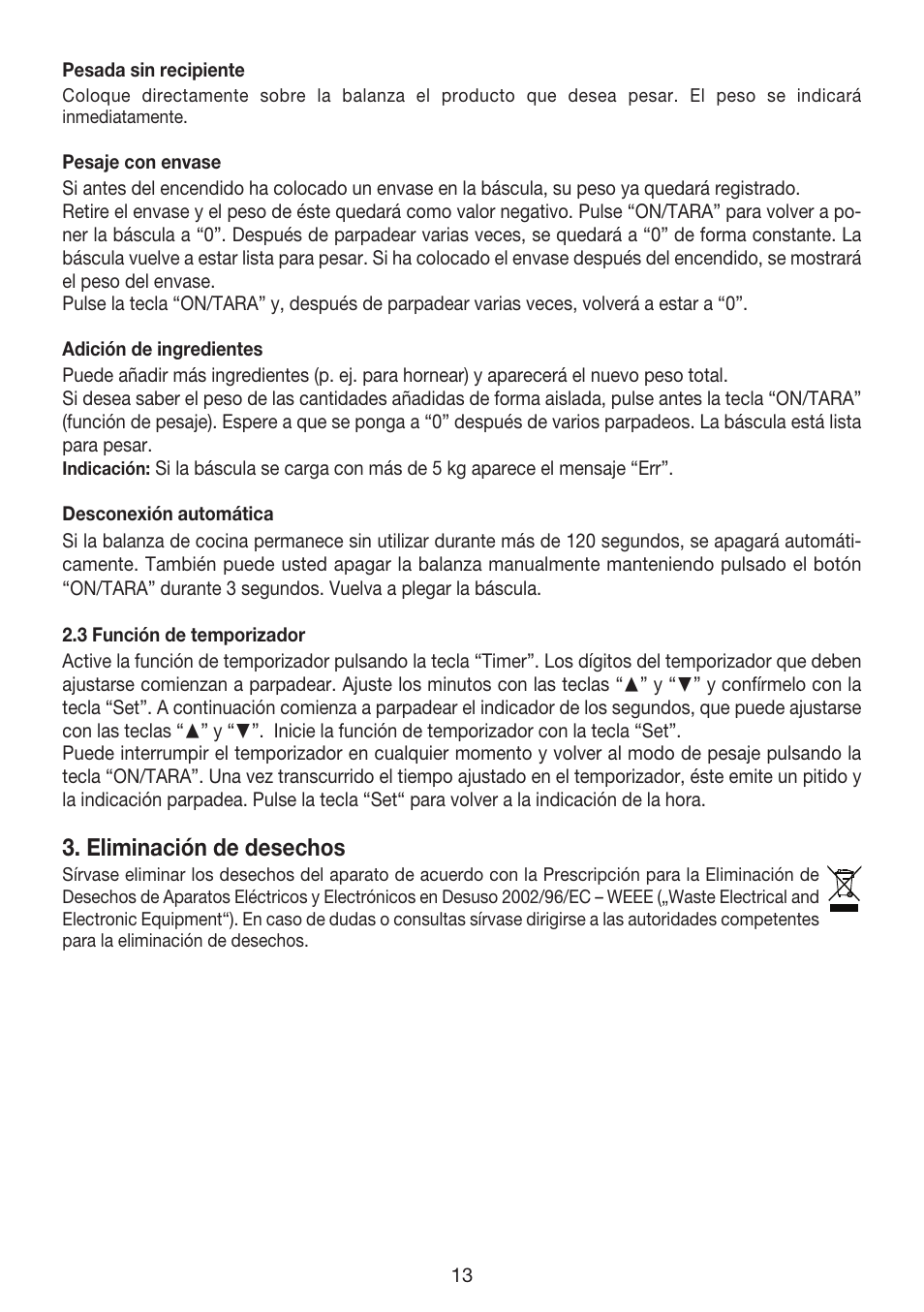 Eliminación de desechos | Beurer KS 52 User Manual | Page 13 / 36