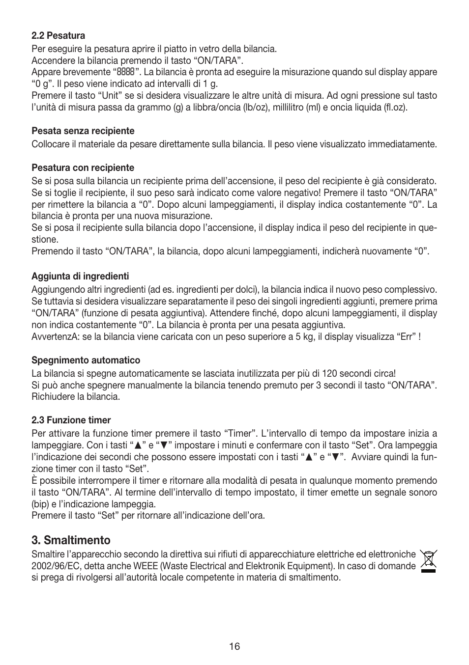 Smaltimento | Beurer KS 52 User Manual | Page 16 / 36