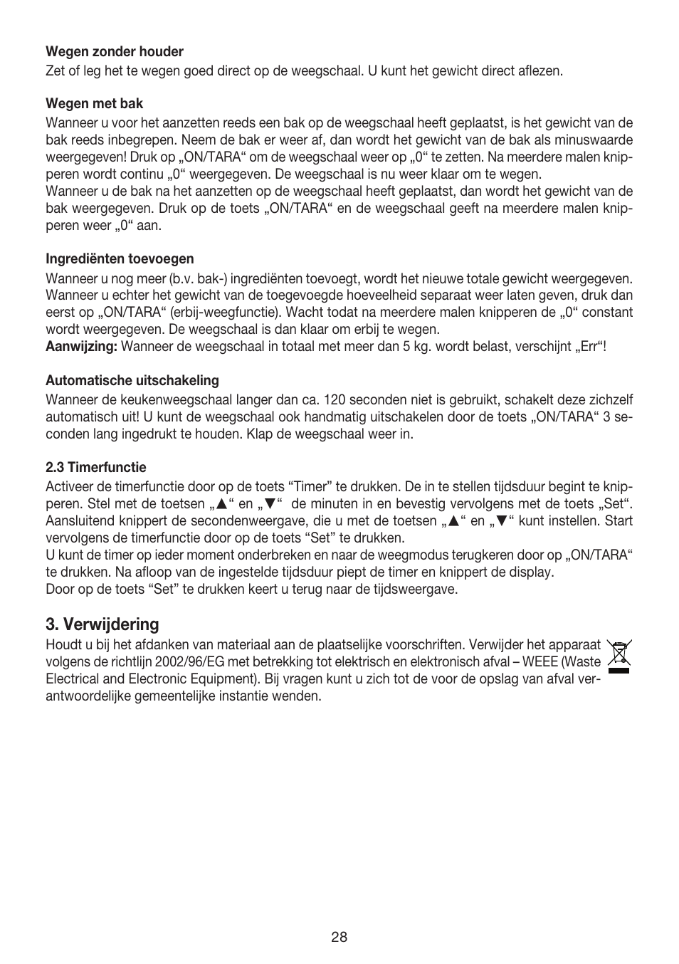 Verwijdering | Beurer KS 52 User Manual | Page 28 / 36