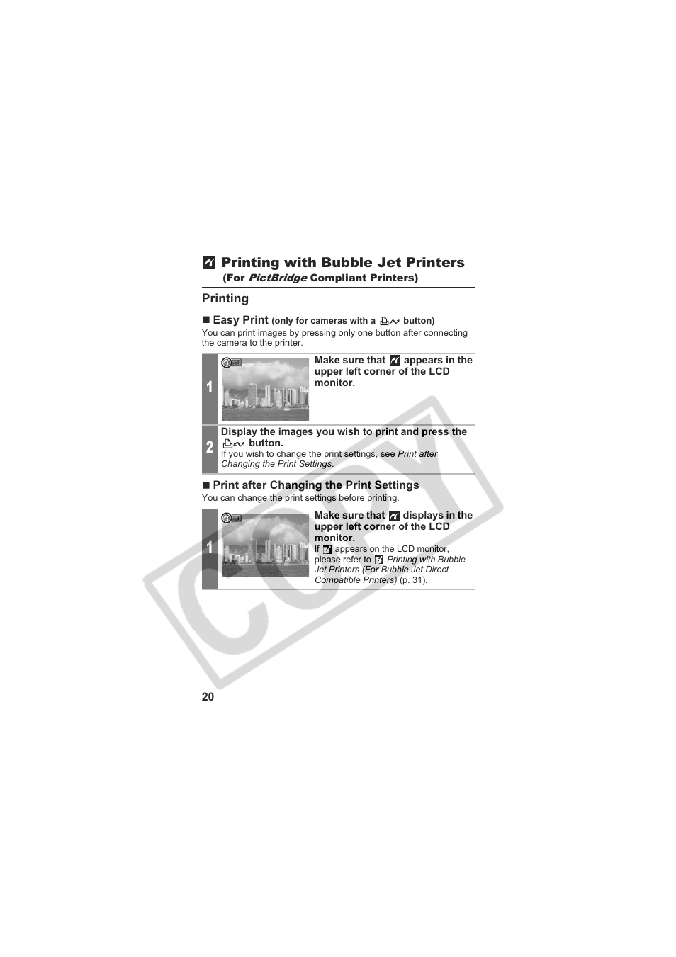 Printing with bubble jet printers | Canon CP-100 User Manual | Page 21 / 110