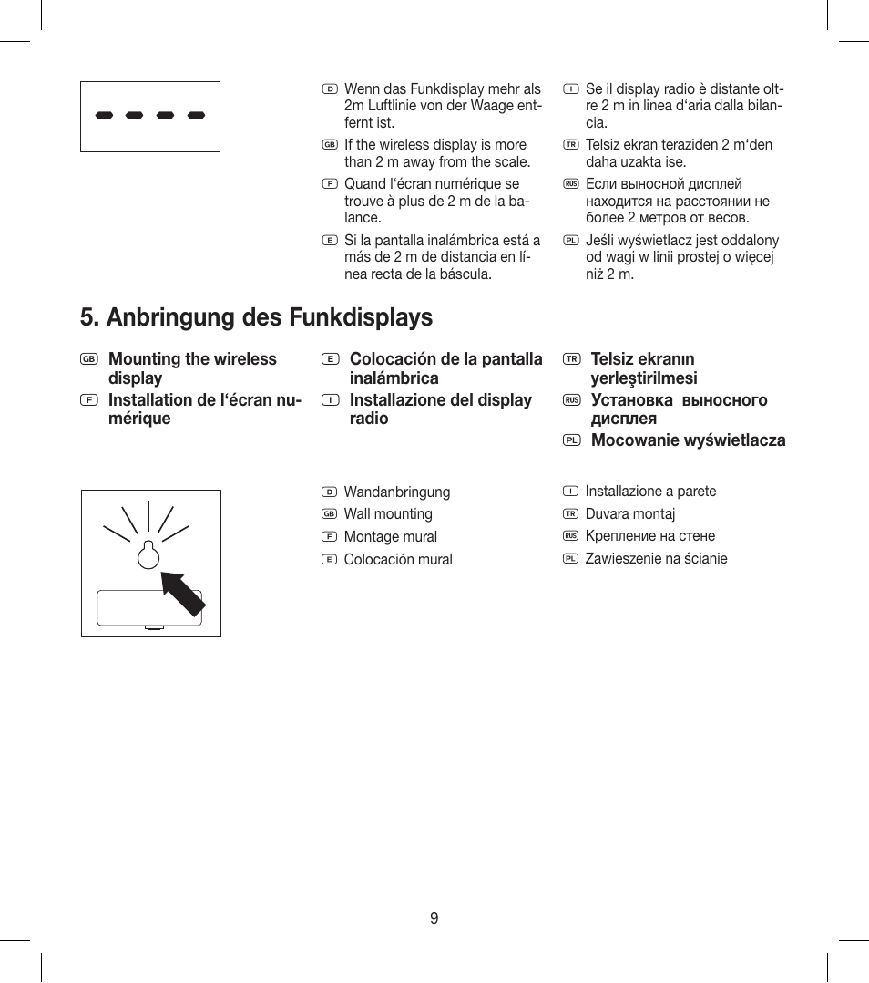 Anbringung des funkdisplays | Beurer KS 600 User Manual | Page 9 / 14