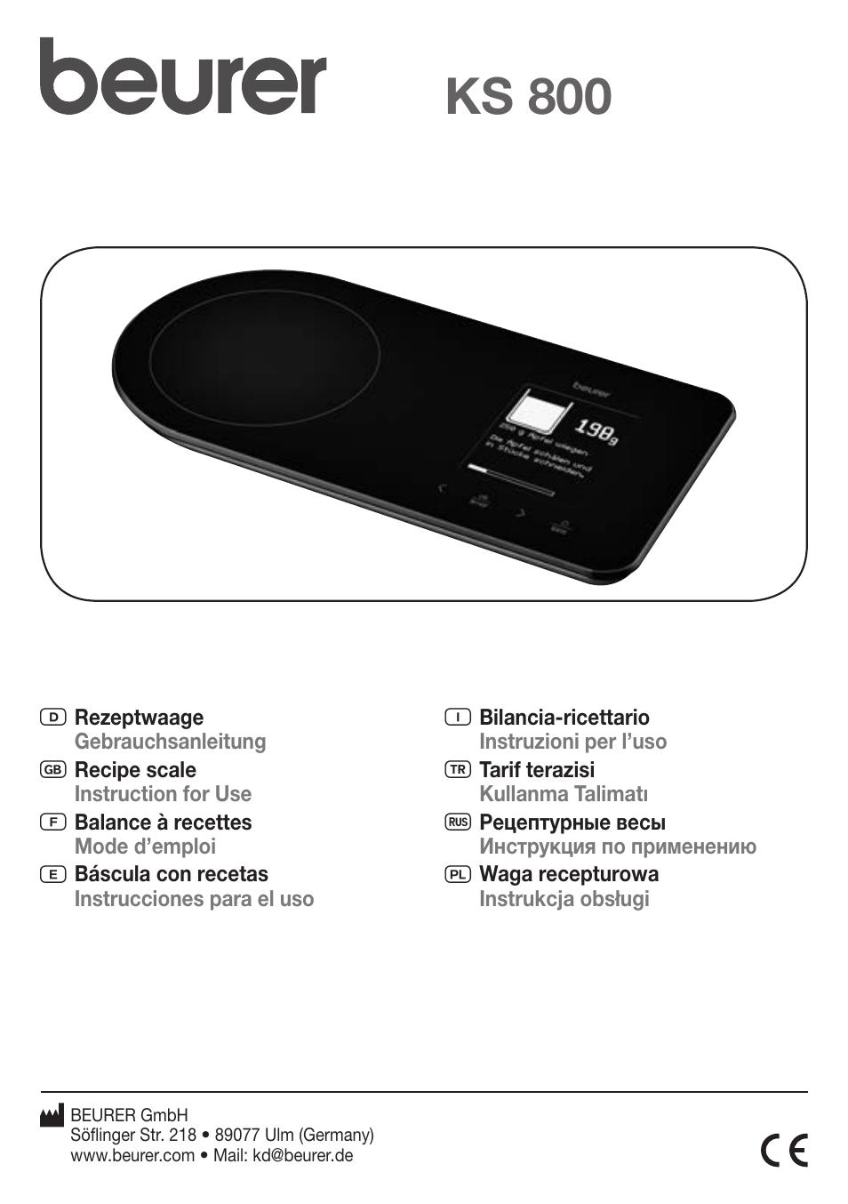 Beurer KS 800 User Manual | 20 pages