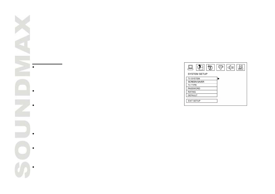 System setup menu | SoundMax SM-CMD3001 User Manual | Page 22 / 53