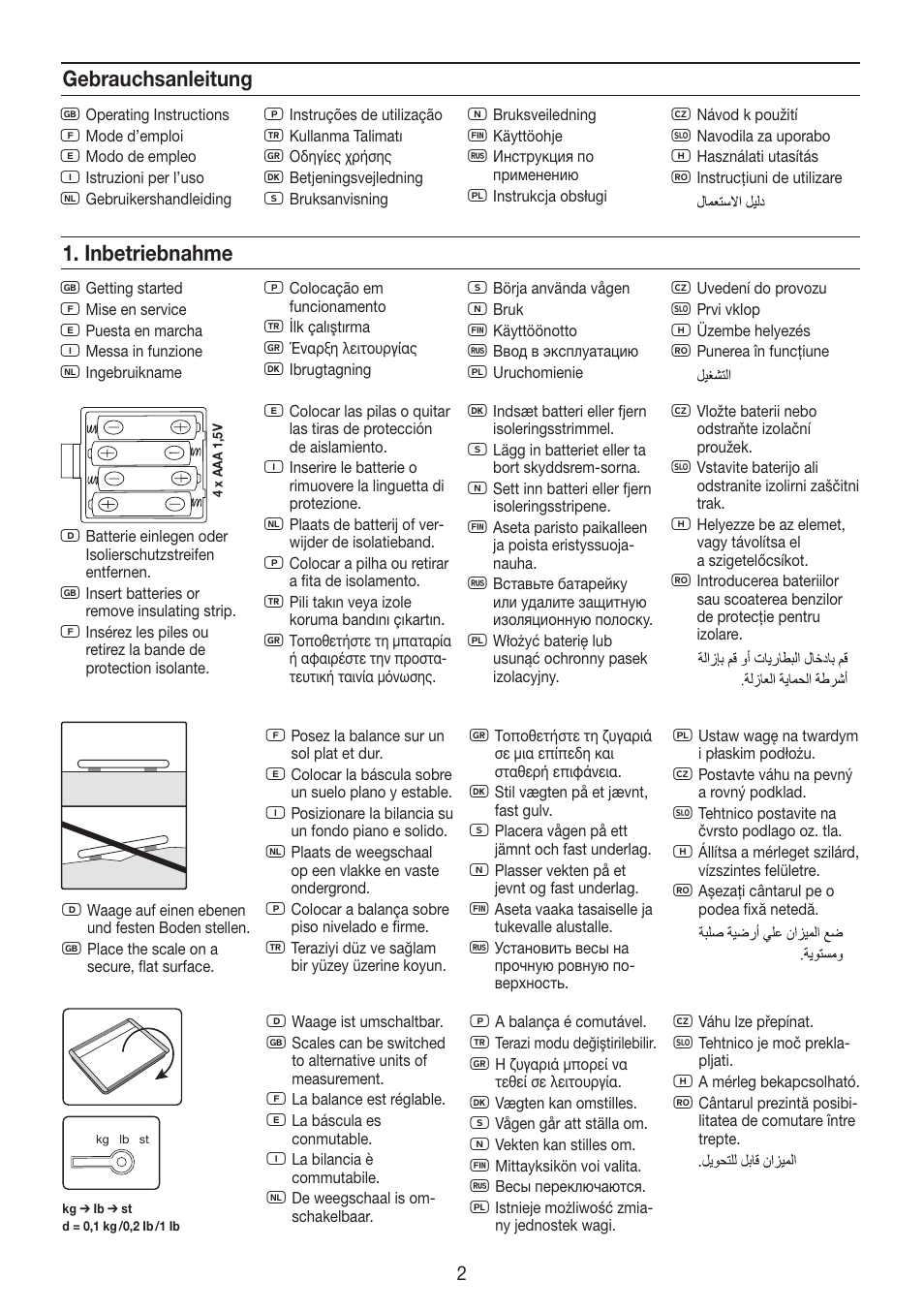 Gebrauchsanleitung 1. inbetriebnahme | Beurer PS 890 User Manual | Page 2 / 12