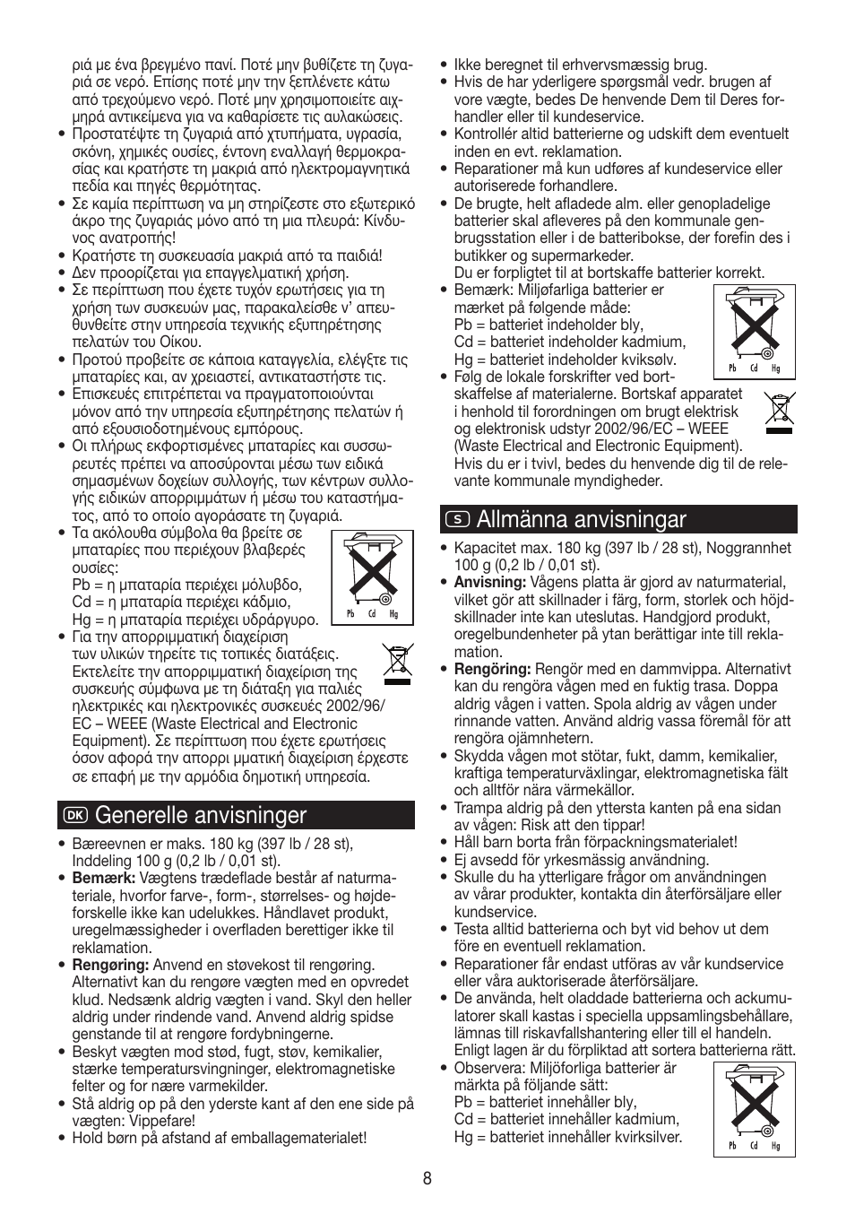 C generelle anvisninger, S allmänna anvisningar | Beurer PS 890 User Manual | Page 8 / 12