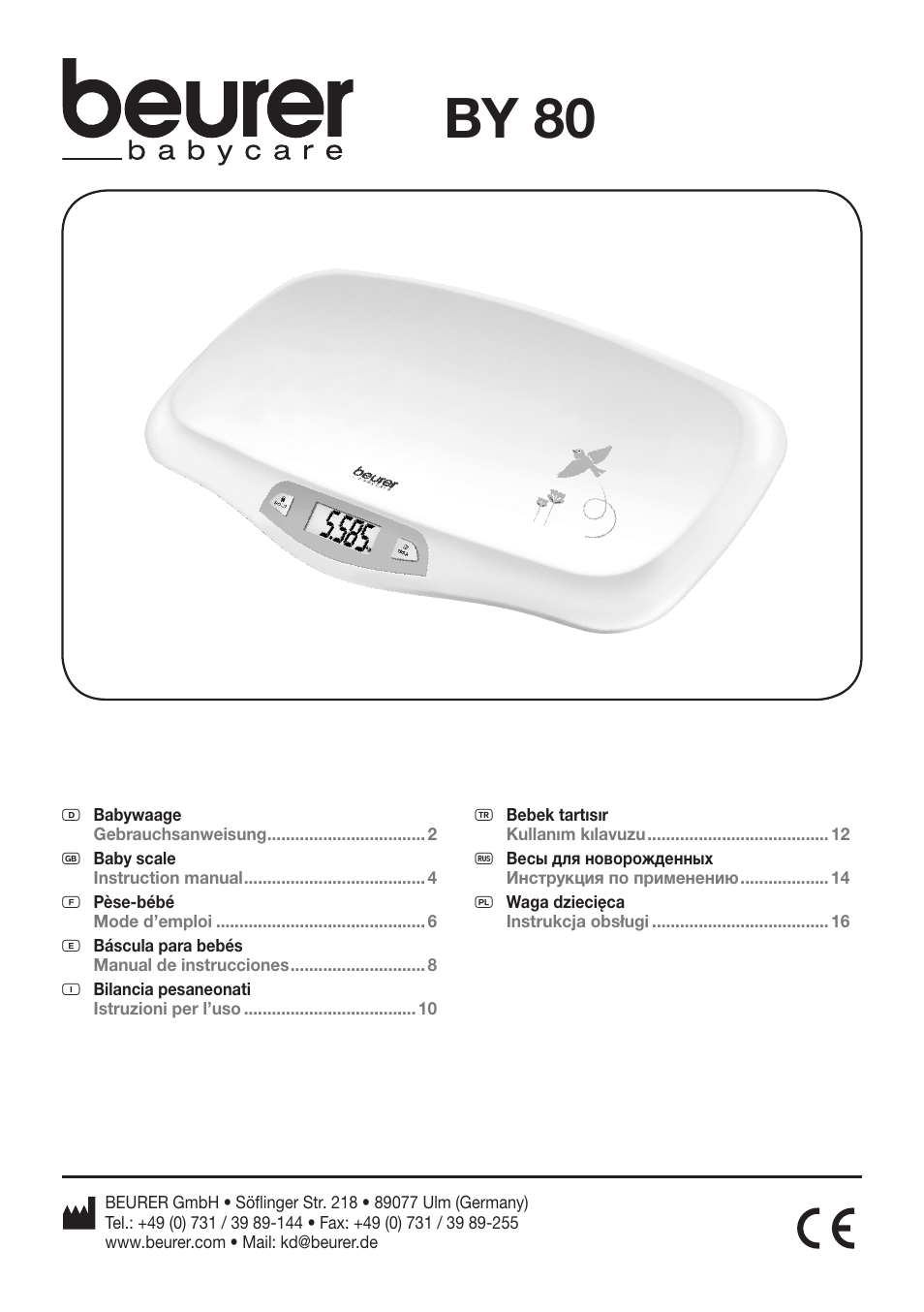 Beurer BY 80 User Manual | 24 pages
