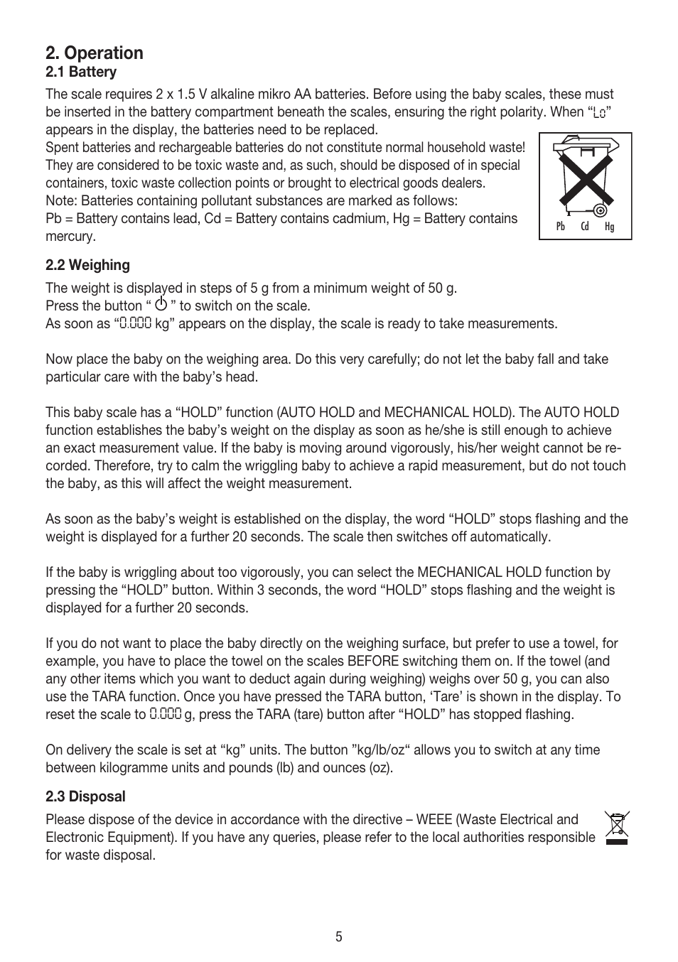 Operation | Beurer BY 80 User Manual | Page 5 / 24