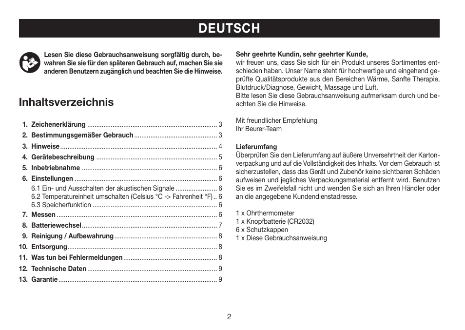 Beurer FT 78 User Manual | Page 2 / 72