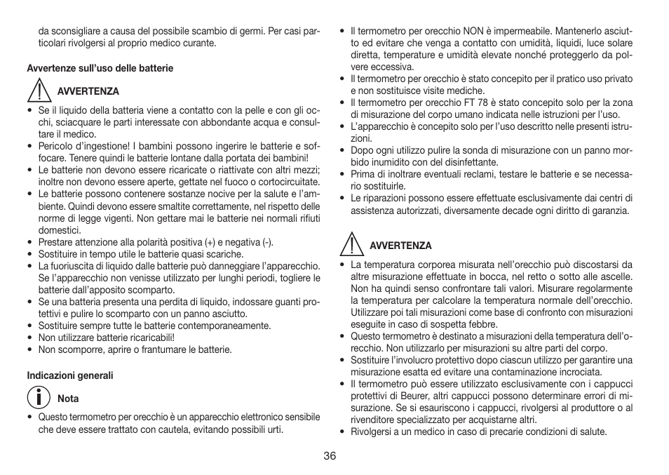 Beurer FT 78 User Manual | Page 36 / 72