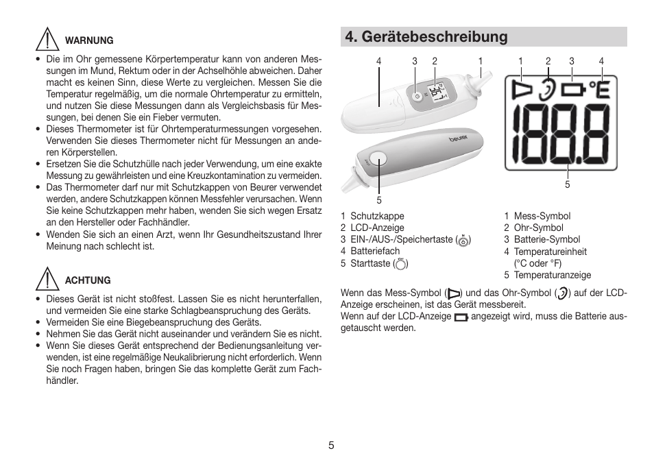 Gerätebeschreibung | Beurer FT 78 User Manual | Page 5 / 72