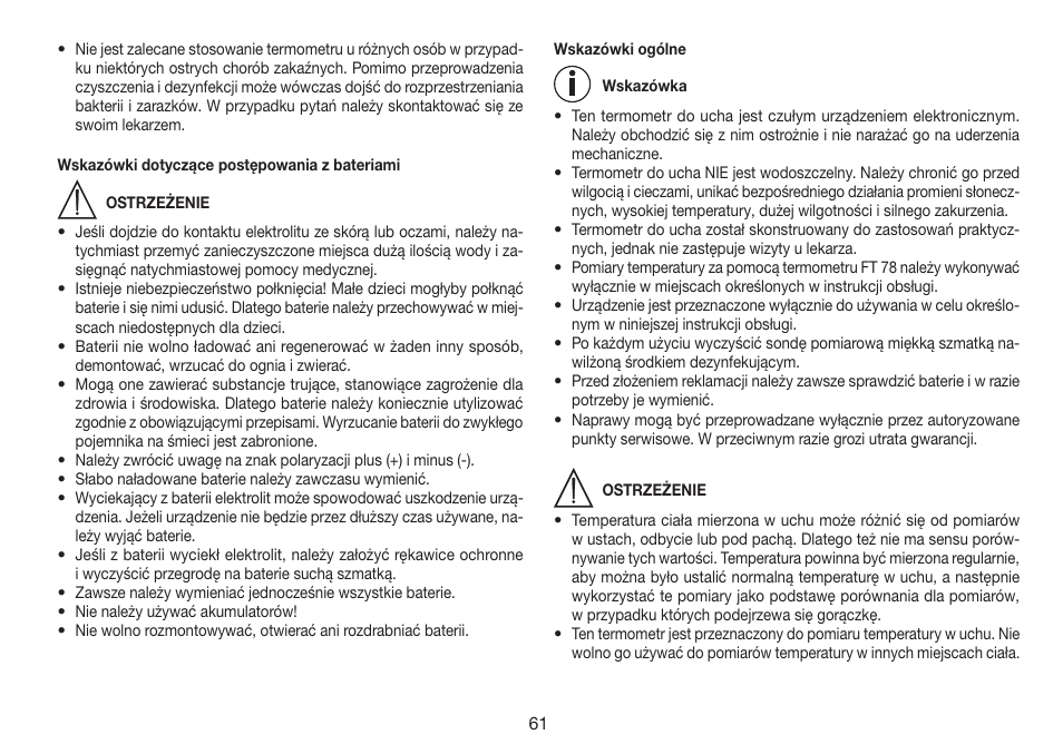 Beurer FT 78 User Manual | Page 61 / 72