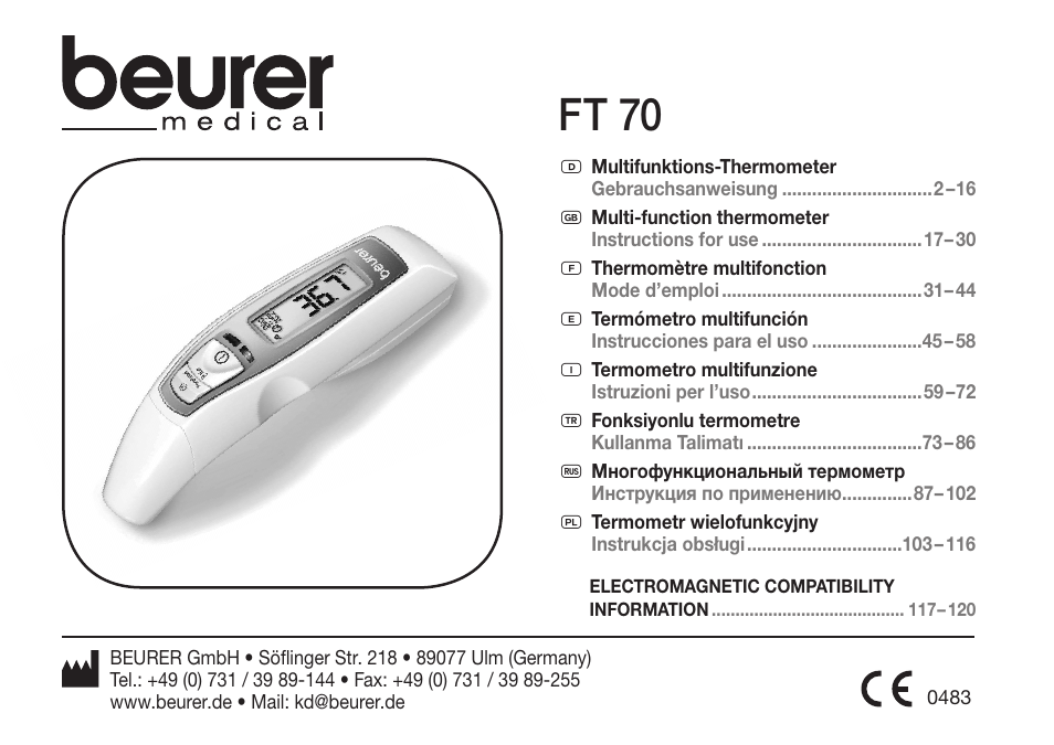 Beurer FT 70 User Manual | 120 pages