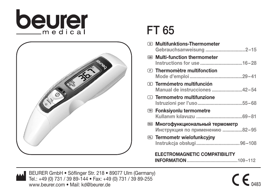 Beurer FT 65 User Manual | 112 pages