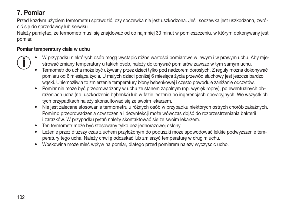 Pomiar | Beurer FT 65 User Manual | Page 102 / 112