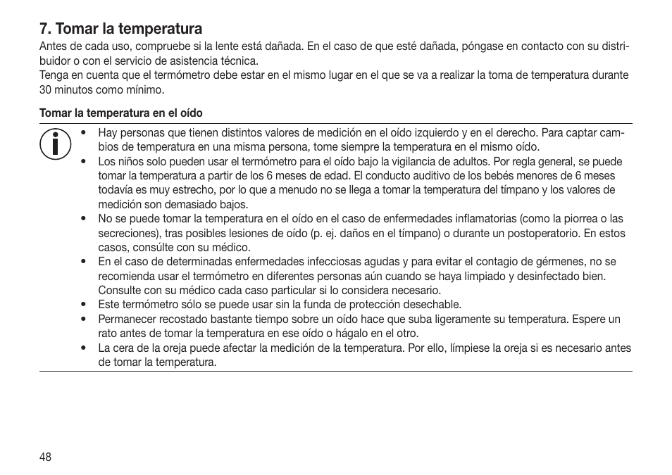 Tomar la temperatura | Beurer FT 65 User Manual | Page 48 / 112