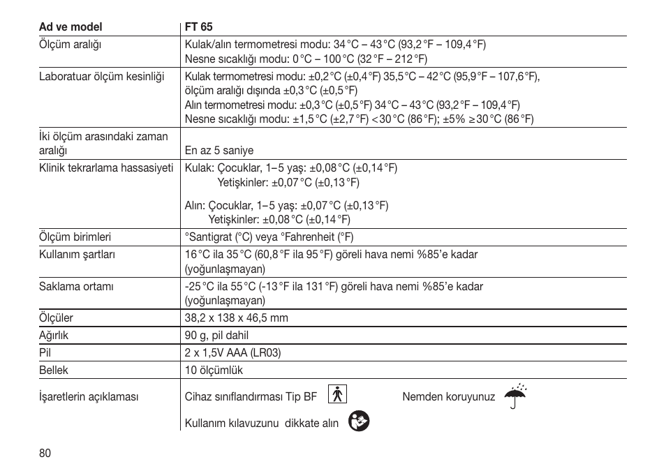 Beurer FT 65 User Manual | Page 80 / 112