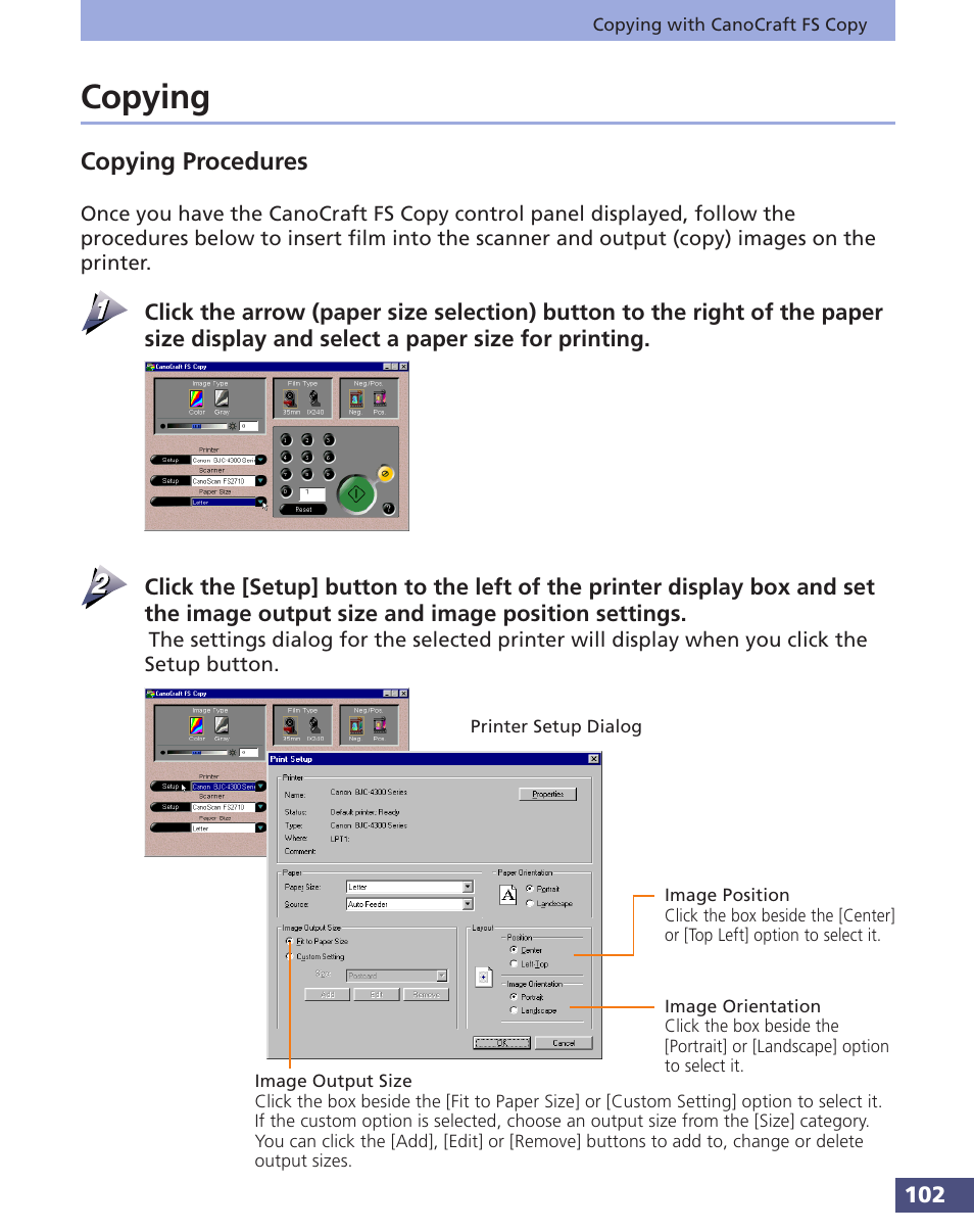 Copying, Copying procedures | Canon FS 3.6 User Manual | Page 102 / 135