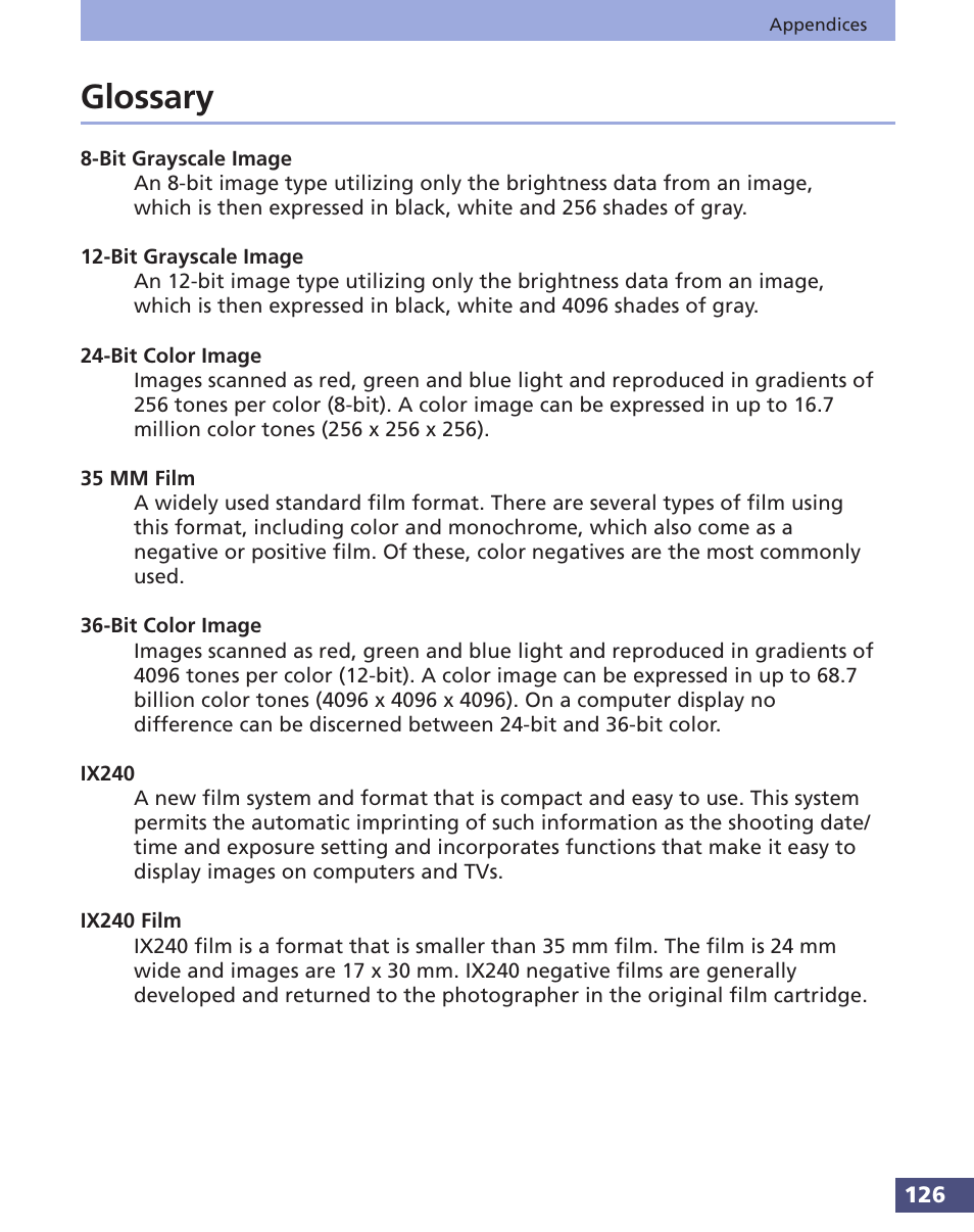 Glossary | Canon FS 3.6 User Manual | Page 126 / 135