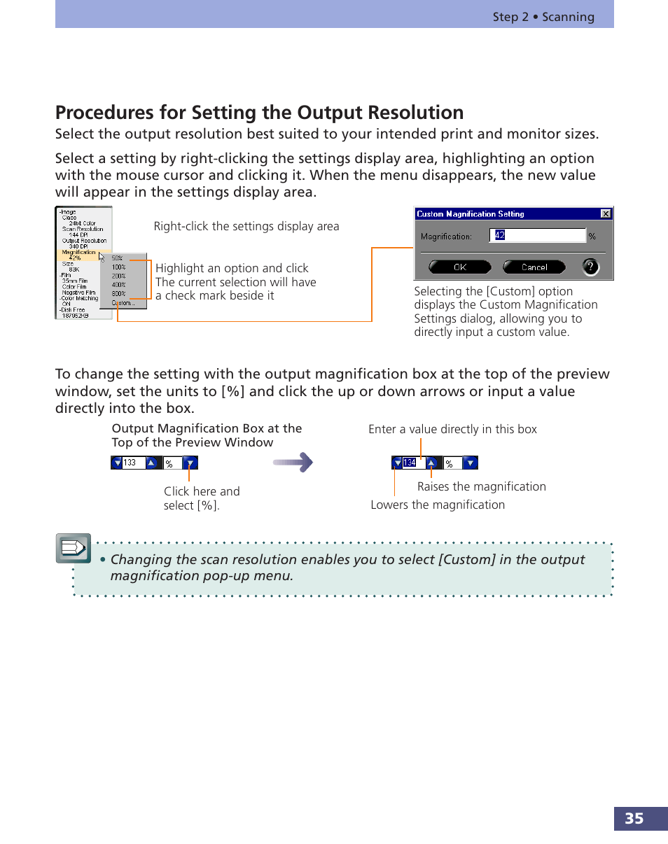 Procedures for setting the output resolution, P. 35 | Canon FS 3.6 User Manual | Page 35 / 135