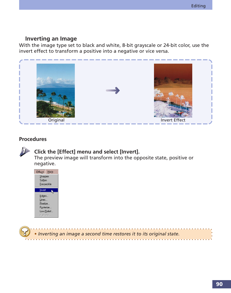 Inverting an image | Canon FS 3.6 User Manual | Page 90 / 135