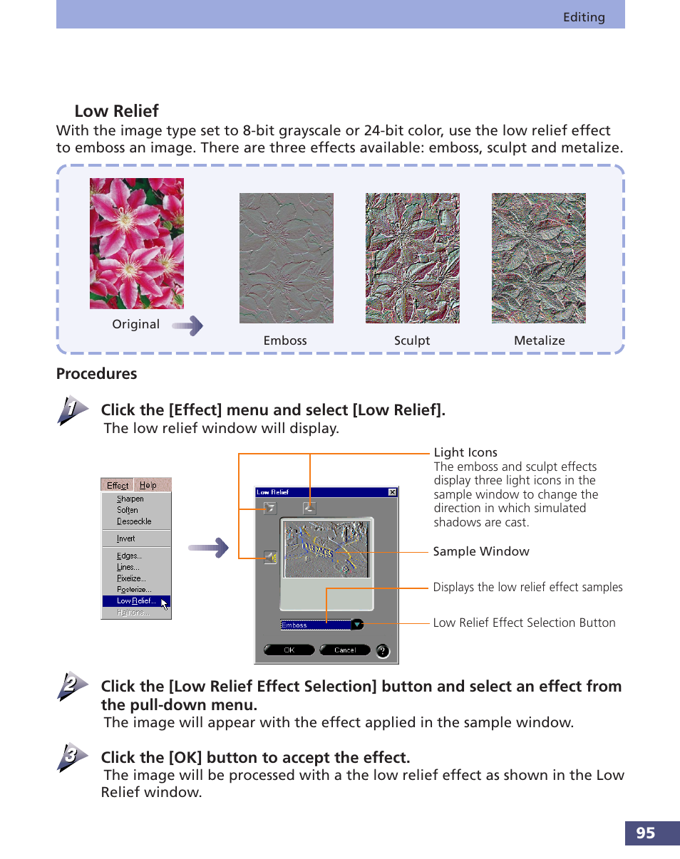 Low relief | Canon FS 3.6 User Manual | Page 95 / 135