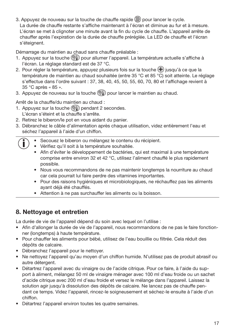 Nettoyage et entretien | Beurer BY 52 User Manual | Page 17 / 48