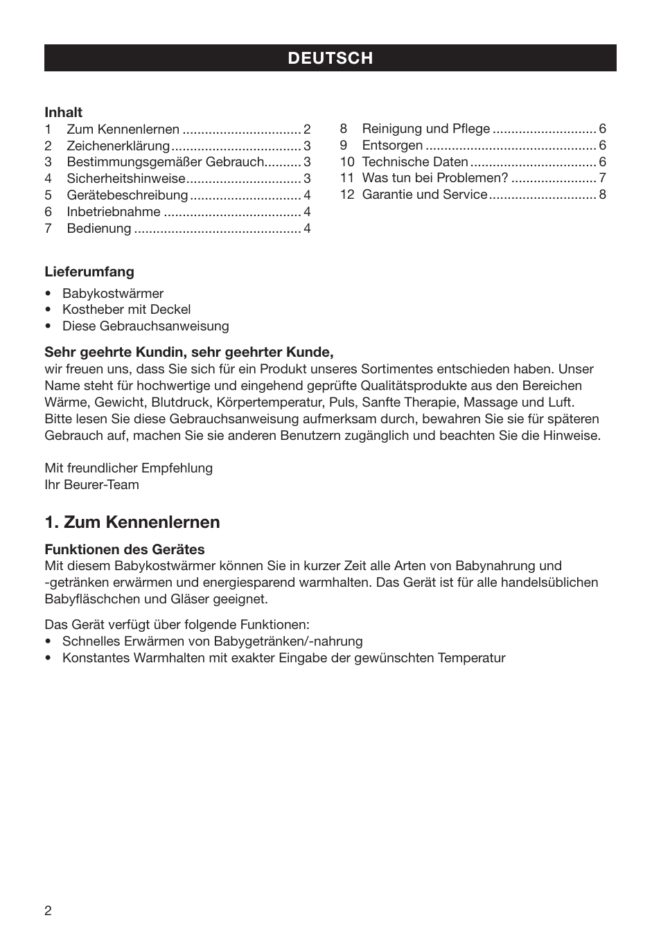 Zum kennenlernen | Beurer BY 52 User Manual | Page 2 / 48