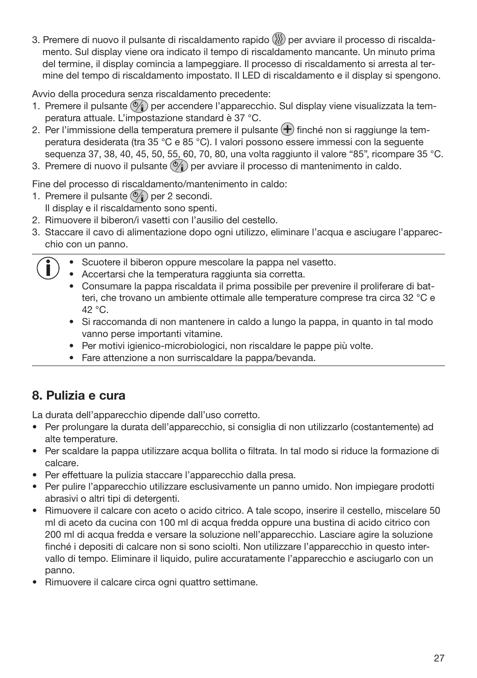 Pulizia e cura | Beurer BY 52 User Manual | Page 27 / 48